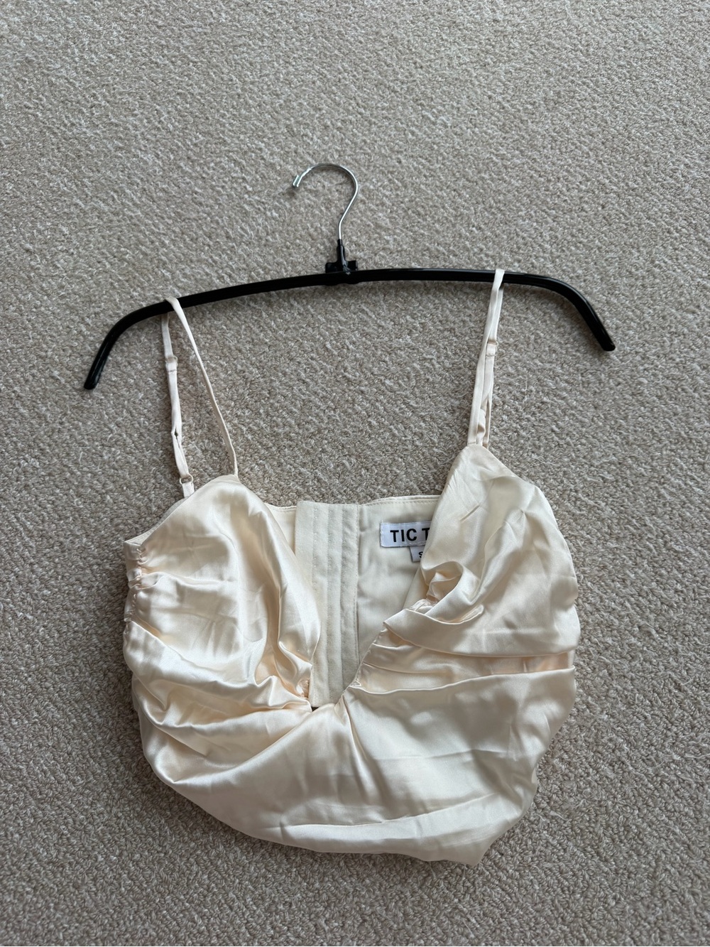 TIC TOC Satin Ivory Cropped Cami